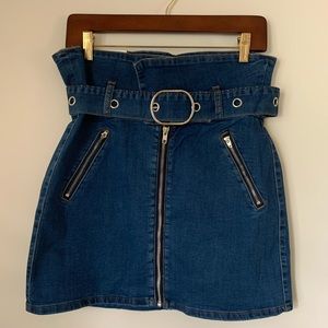 Denim skirt with paper bag waist